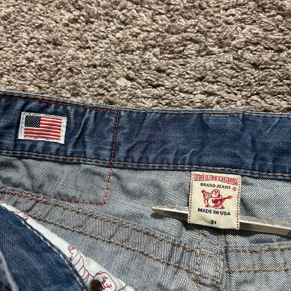 Vintage True Religion Jeans Thick Stitch Ricky Big T y2k Made in USA 31 (33x29)